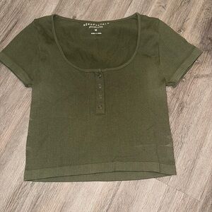 Aeropostale Women's Olive Buttoned Tee